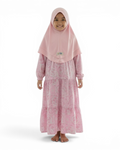 The Ward Dress — Girls’ Pink Tie-Dye Tiered Modest Maxi with Matching Hijab