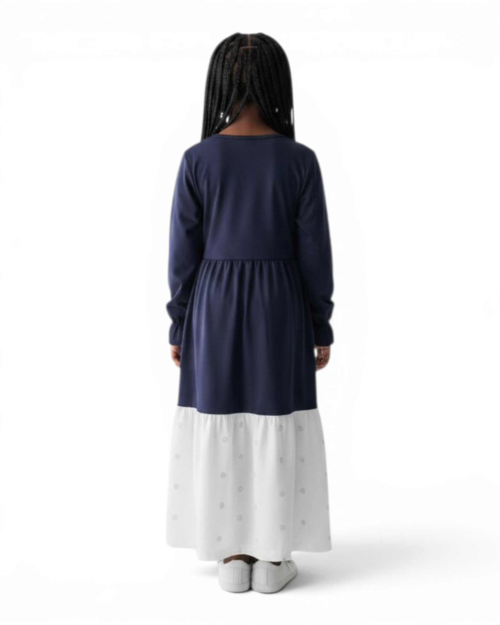 The Lujain Dress — Girls' Black & White Tulle Modest Maxi Dress Abaya with Matching Hijab