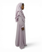 The Noor Dress — Girls’ Soft Lavender Modest Maxi with Ruffle Hijab