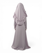 The Noor Dress — Girls’ Soft Lavender Modest Maxi with Ruffle Hijab