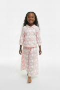 The Qalb Pajama Set — Girls’ Soft Pink Heart-Print Two-Piece Pajamas with White Hijab