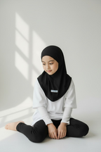 The Adab Hijab — Girls’ Classic Black Pull-On Hijab