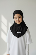 The Adab Hijab — Girls’ Classic Black Pull-On Hijab