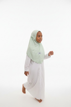 The Sakeena Hijab — Girls’ Soft Mint Pull-On Hijab with Bow Accent